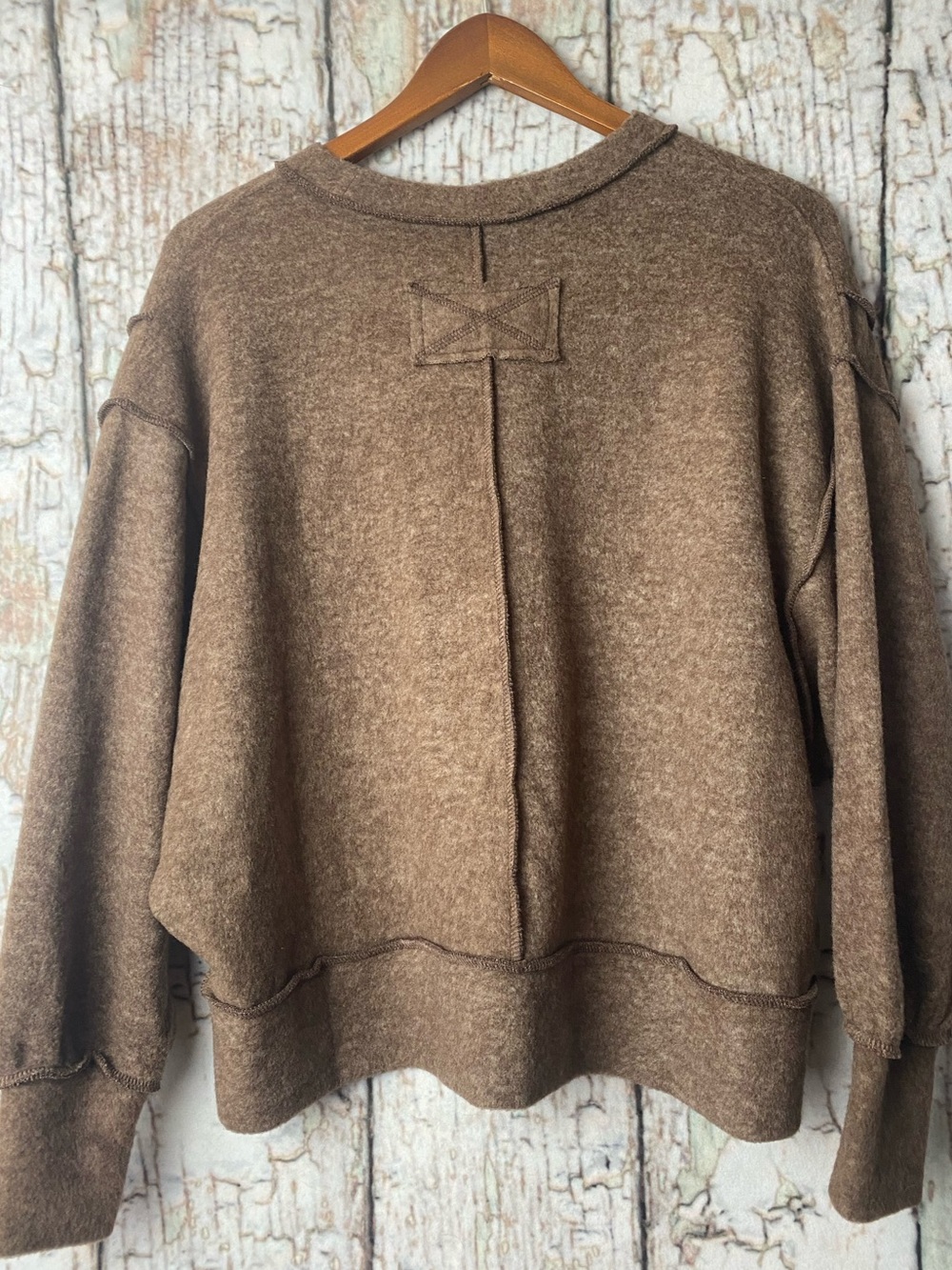 Zenana Hacci Cozy Mocha Knit Pullover Sweater Academia L/XL - Picture 3 of 8
